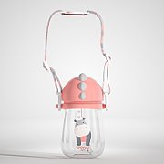 Pachet 3 in 1 cana 260 ml tritan cu 3 accesorii diferite pentru baut : tetina biberon, cioc , pai, dark pink, U-Grow