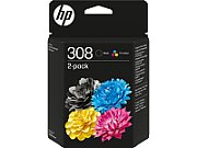 Cartus cerneala HP 6L6S6UE ,Black/tri-color ,1 x 160 pagini / 1 x 120 pagini ,Original (308 Black/Color) 