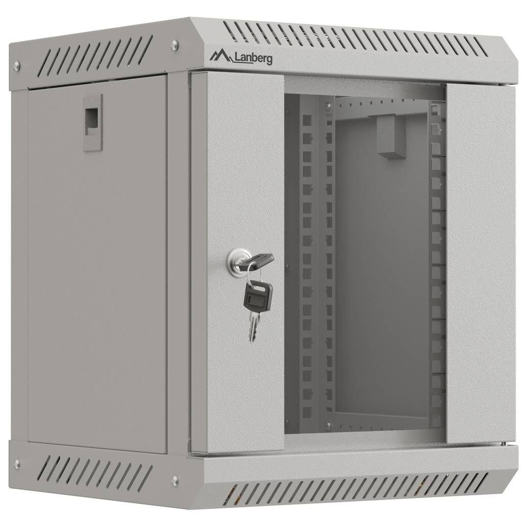 WALL-HUNG RACK CABINET 10  6U 300X300 GREY GLAZED DOOR LANBERG (FLAT PACK)