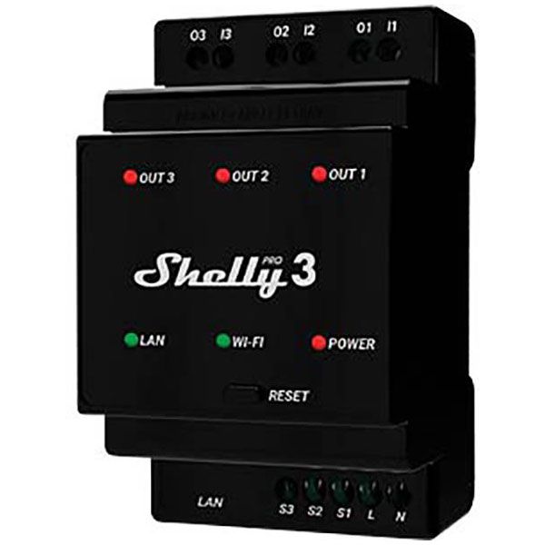 Shelly Pro 3 W LAN Schaltaktor 3 Kanaele/3x16A/LAN/WLAN/Hutschiene
