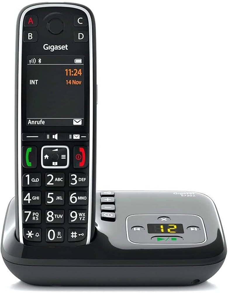 Gigaset E720A - Analog/DECT telephone - Wireless handset - 200 entries - Caller ID - Short Message Service (SMS) - Black