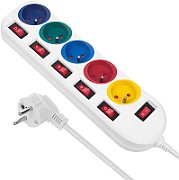 Maclean power strip  5 socket extension cable  with switches  250VAC/10A  1.5m  MCE204 M/W