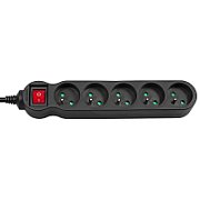 Maclean MCE185 power extension 5 m 5 AC outlet(s) Indoor Black