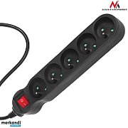 Maclean MCE185 power extension 5 m 5 AC outlet(s) Indoor Black