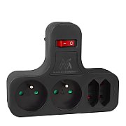 Maclean Current Socket  Quadruple with Switch  Stabilizing Foot  Type E  2x2.5A  2x16A  MCE224 E/B