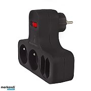 Maclean Current Socket  Quadruple with Switch  Stabilizing Foot  Type E  2x2.5A  2x16A  MCE224 E/B