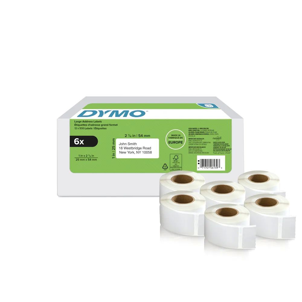 DYMO LW return address labels large 25x54mm 6x 500 pcs./roll