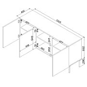 3D chest of drawers PALAZZO BIS 151x40x75 white matt