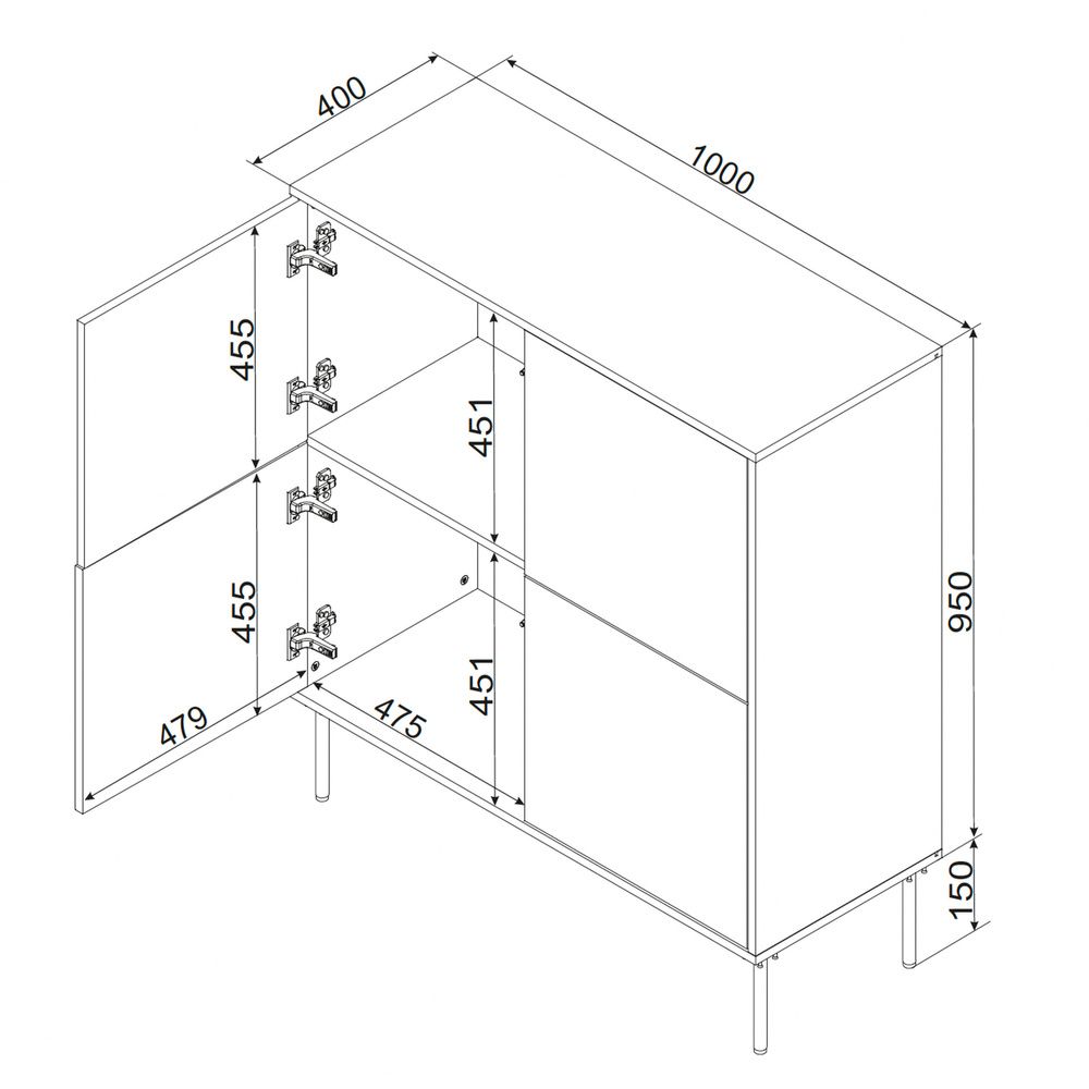 4D chest of drawers TRESSE 100x40x110 cashmere matt