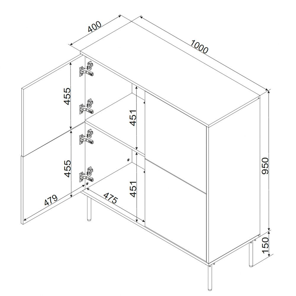 Cama 4D chest of drawers TRESSE 100x40x110 matte green