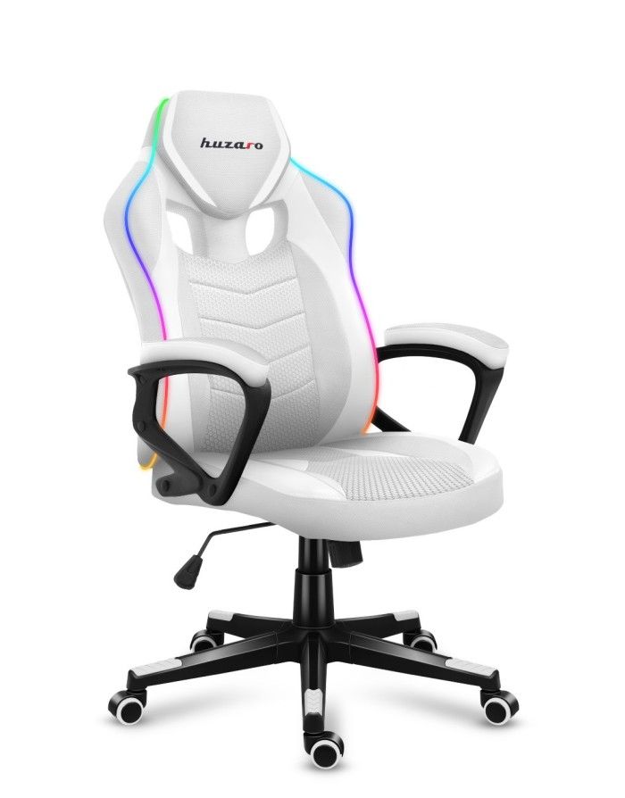 Fotel gamingowy Huzaro Force 2.5 RGB WHITE MESH