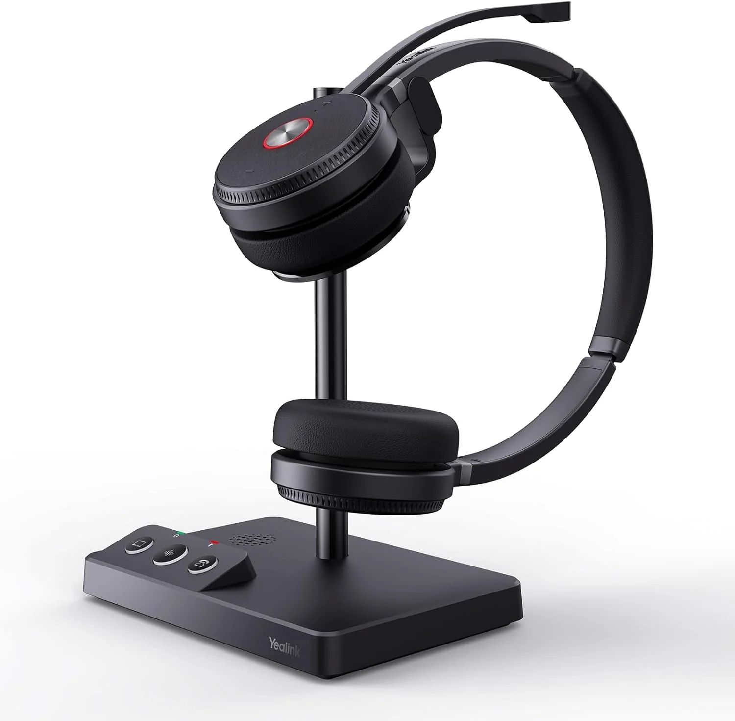 Yealink WH62 Dual Teams Sistem personal de conferințe audio Fără fir Bandă de fixare pe cap Birou/Call center Micro-USB Stand de încărcare Negru