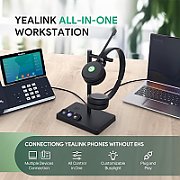 Yealink WH62 Dual Teams Sistem personal de conferințe audio Fără fir Bandă de fixare pe cap Birou/Call center Micro-USB Stand de încărcare Negru