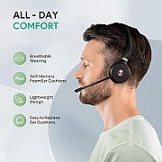 Yealink WH62 Dual Teams Sistem personal de conferințe audio Fără fir Bandă de fixare pe cap Birou/Call center Micro-USB Stand de încărcare Negru