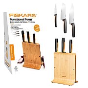 FS. SET OF 3 KNIVES IN A FF BAMBOO BLOCK .