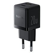 INCARCATOR retea Baseus Palm, Quick Charge 20W, 1 x USB, 1 x USB Type-C 5V/3.0A, include cablu USB Type-C la USB Type-C 1m, negru  P10111608113-01  (timbru verde 0.18 lei) - 6932172677381