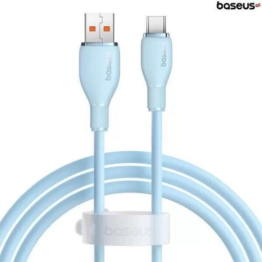 CABLU alimentare si date Baseus Pudding, Fast Charging Data Cable pt. smartphone, USB la USB Type-C 100W, 2m, albastru  P10355703311-B2  (timbru verde 0.08 lei) - 6932172652937