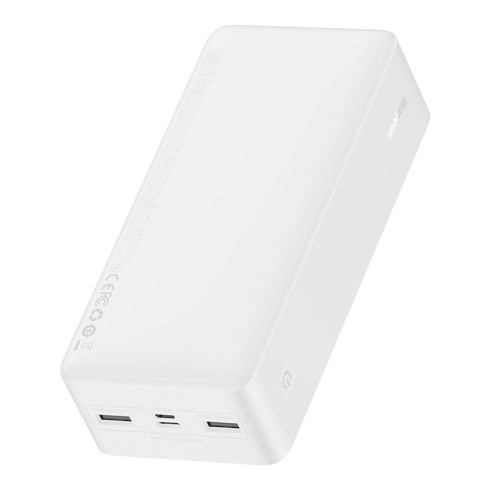 POWER BANK Baseus Bipow Digital Display, 30000mAh, PD 15W, 2 x USB 1 x USB Type-C, 1 x Micro USB digital display pt. status baterie,total 3A, alb  PPBD050202  (timbru verde 0.98 lei) - 6932172618247