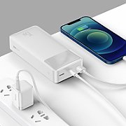 POWER BANK Baseus Bipow Digital Display, 30000mAh, PD 15W, 2 x USB 1 x USB Type-C, 1 x Micro USB digital display pt. status baterie,total 3A, alb  PPBD050202  (timbru verde 0.98 lei) - 6932172618247