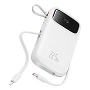 POWER BANK Baseus Qpow2 Dual-Cable, 10000mAh, PD 3.0 + QC 3.0 22.5W, 1 x USB 1 x Iphone Lightning 2 x USB Type-C, digital display pt. status baterie, total 2.4A, alb,  P10055003223-00  (timbru verde 0.98 lei) - 6932172636289