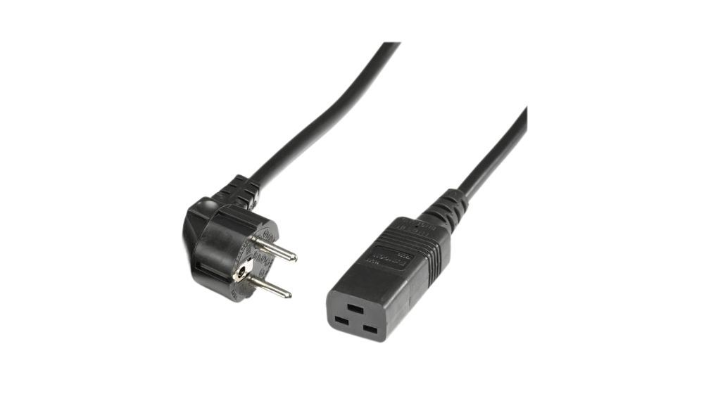 Cordon de alimentare conector C19 (mama) - Schuko (tata), 2m, negru