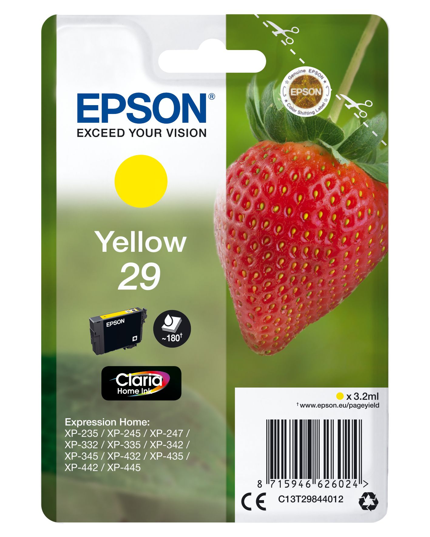 Cartus cerneala Epson C13T29844012 ,Galben ,180 pagini ,Original (29) 