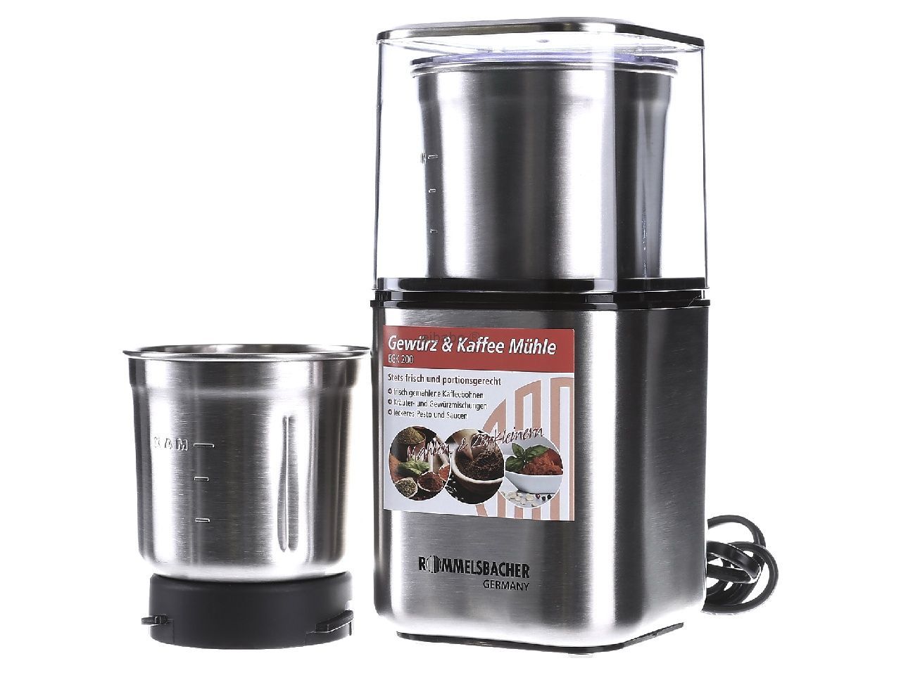 Rommelsbacher Spice Coffee Grinder stainless steel silver EGK 200 (EGK 200)