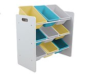 Raft depozitare jucarii cu 9 cosuri blue/galben, U-Grow