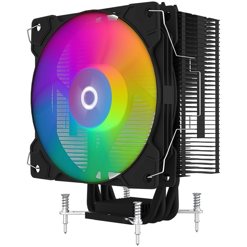 Cooler Procesor AQYRIS URANUS LS 2.0 ARGB NEGRU, dimensiune heatsink 152x120x49mm (cu ventilator), un ventilator ARGB, viteza ventilator 900-1800 RPM +/- 10%, Airflow: 65 CFM,  Suport AMD: AM4, AM5 suport INTEL: LGA 1200/1700/1156/1155/1151/1150, nivel de zgomot: 30 dBA