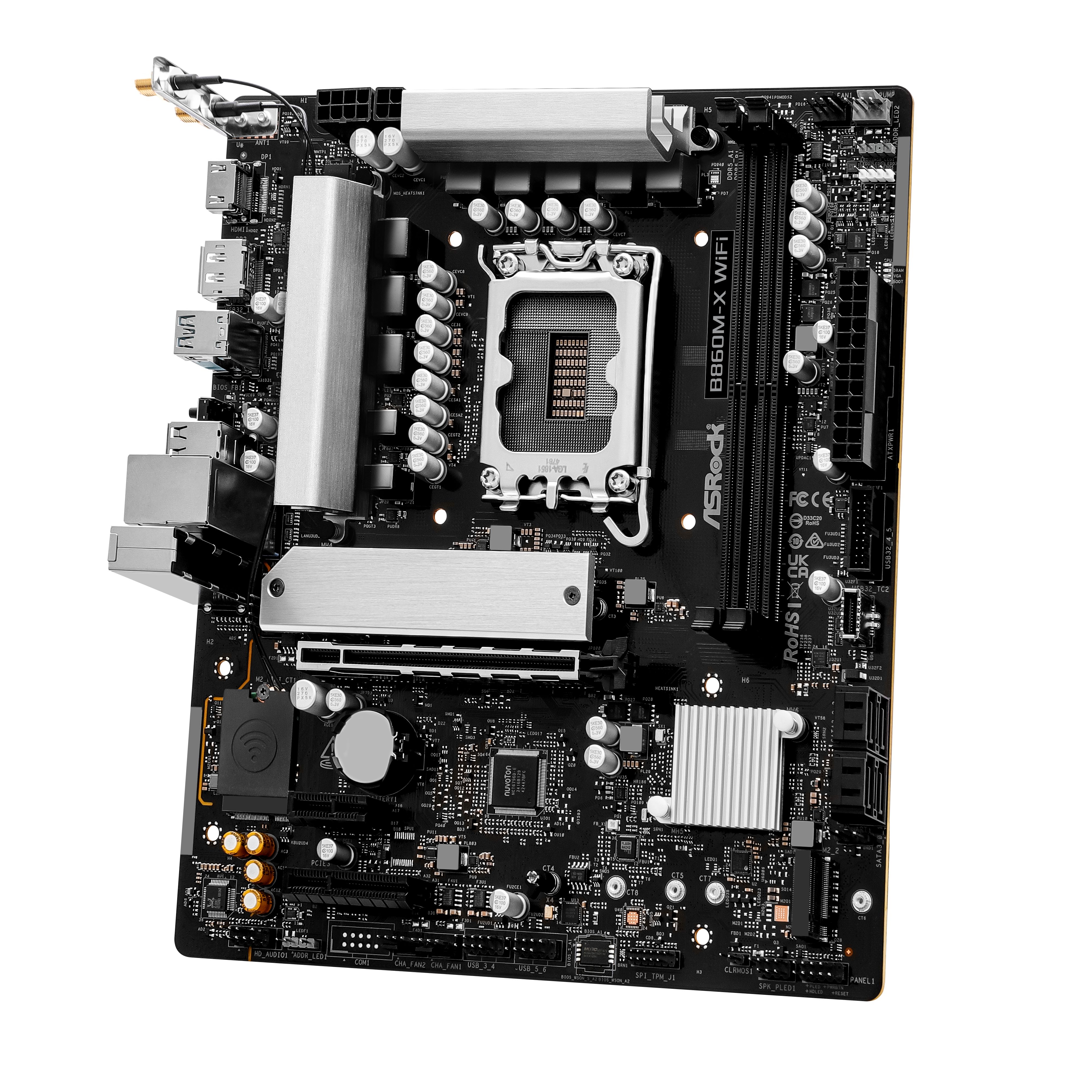 ASRock B860M-X                  1851 mATX HDMI/DP       DDR5