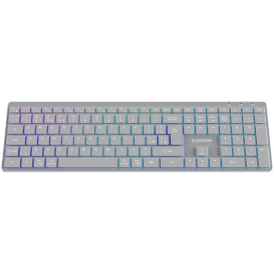 CANYON keyboard HKB-W11 UK/US RGB Dual Mode Wireless White