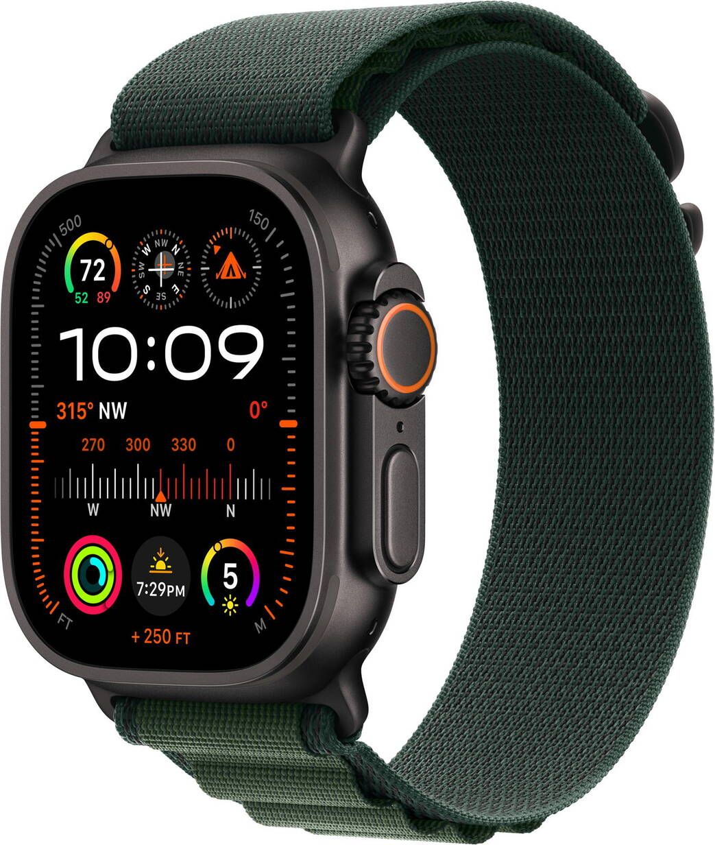 Apple Watch Ultra 2 (2024) black titanium 49mm 4G dark green alpine loop Size S