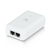 Ubiquiti U-POE+ adapter 30W, powers UniFi PoE+ devices, reduce dependency on PoE switch power, Contains RJ45 data input, AC cable with earth ground, and PoE+ output