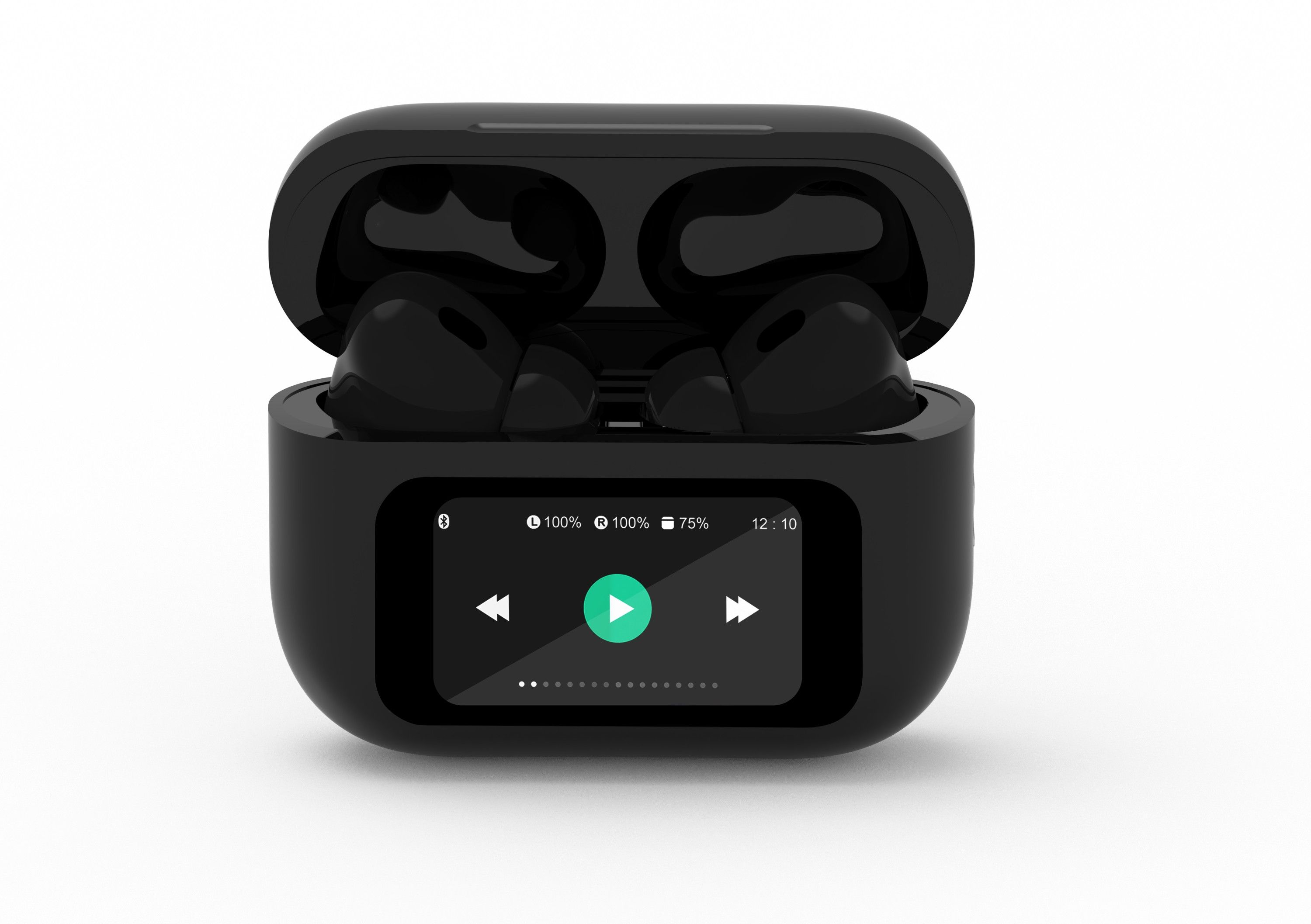 GEMBIRD BT TWS in-ears with LCD display and Active Noise Cancelling Black