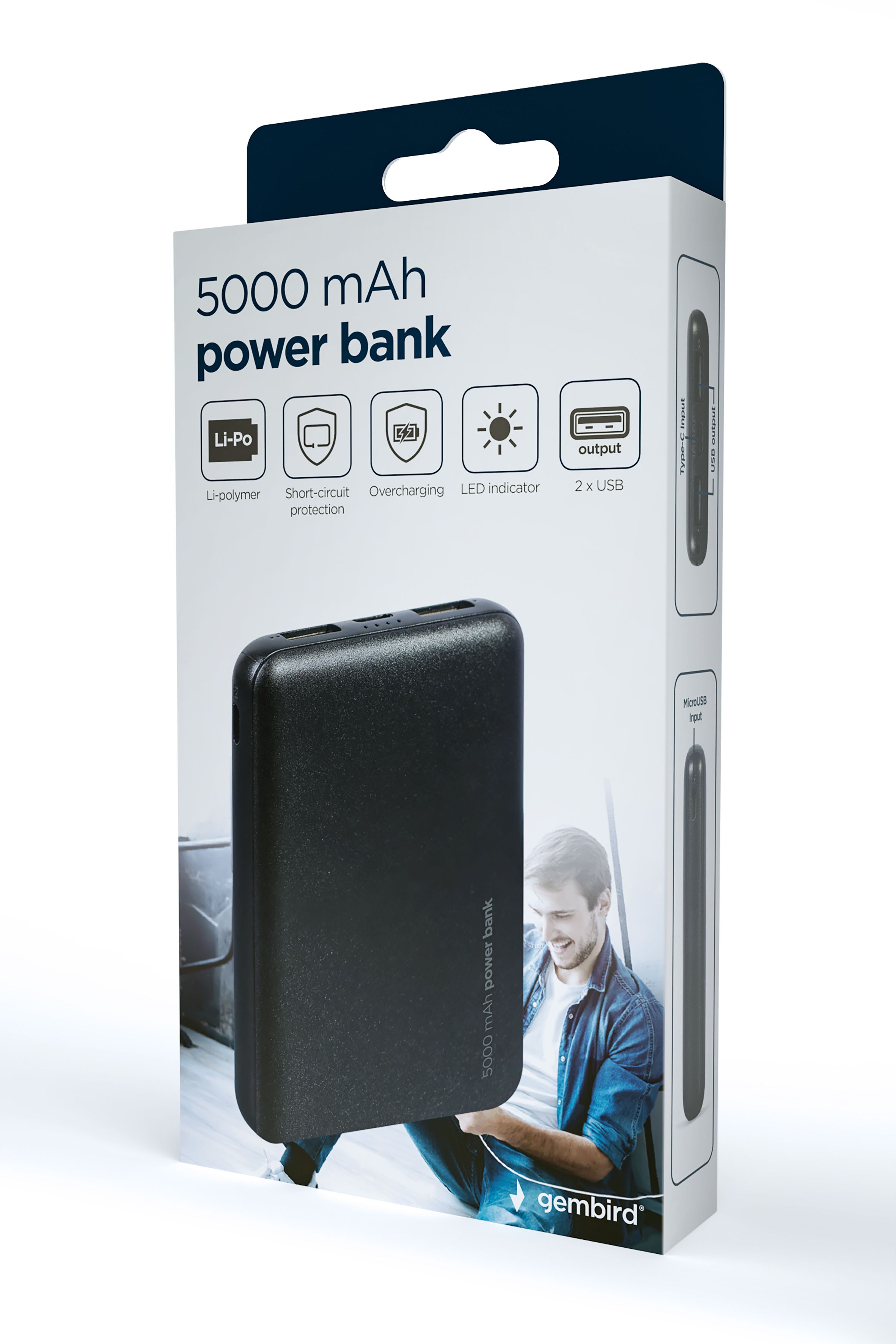 GEMBIRD PB05-02 5000 mAh power bank black