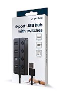 GEMBIRD USB 2.0 powered 4-port hub with switches black