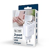 GEMBIRD 2-port universal USB charger 2.4A white