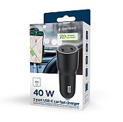 GEMBIRD 2-port USB car charger USB Type-C 40W 4A black
