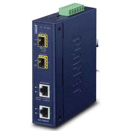 PLANET IP30 Industrial 2-port convertoare media pentru rețea Albastru