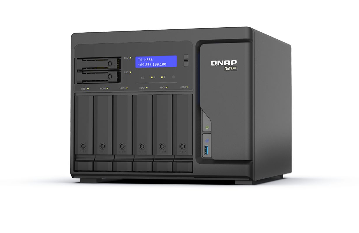 QNAP TS-h886 NAS Tower Intel® Xeon® D D-1602 8 Giga Bites DDR4 0 TB QuTS hero Negru