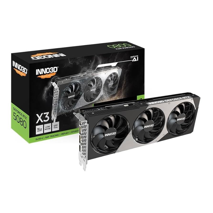 INNO3D NVIDIA GEFORCE RTX 5080 X3 16GB GDDR7 256bit, 2617 MHz / 30Gbps, 3x DP, 1x HDMI, 3 fan, 2 slot