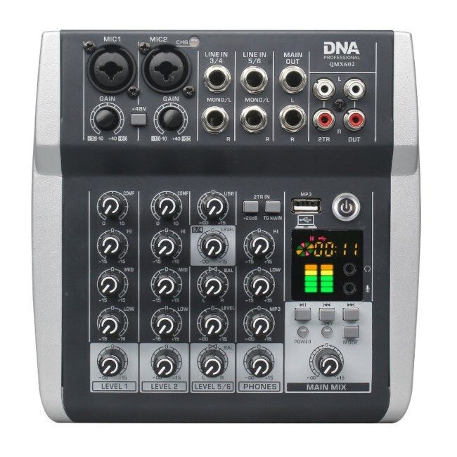 DNA QMX602 Analog Sound Mixer 6 Channels Blue