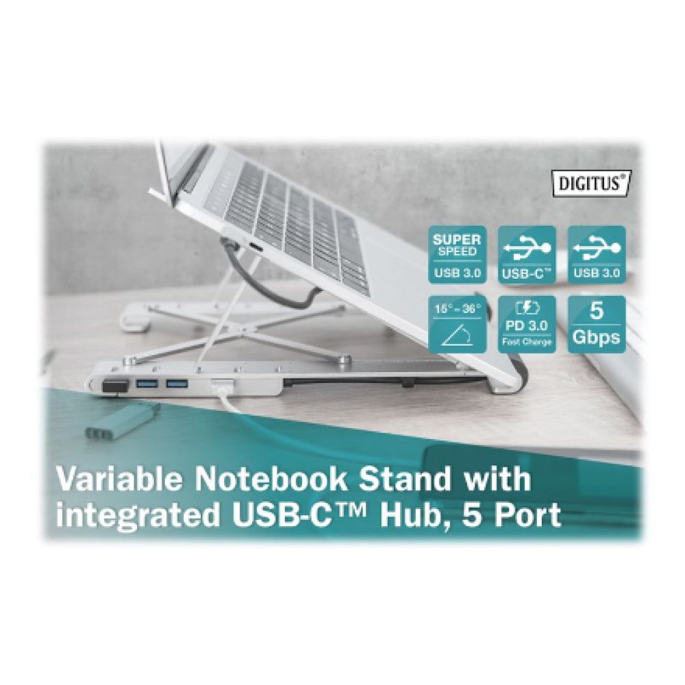Digitus DA-90424 suport laptop Stand laptop Argint 43,2 cm (17 )