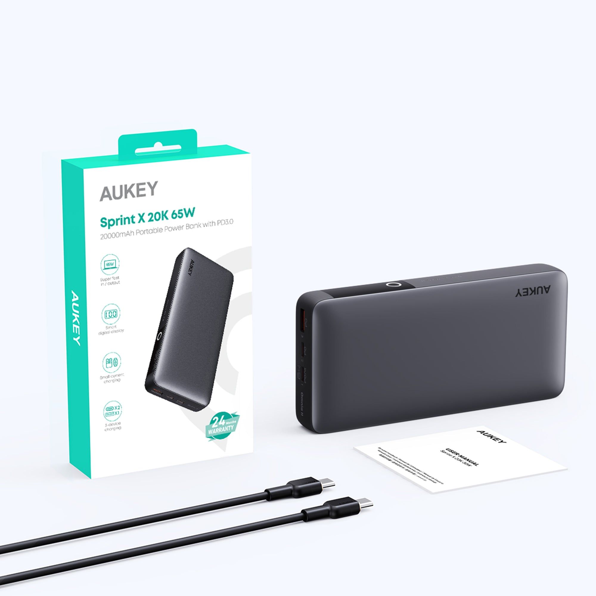 AUKEY 20000mAh Portable Power Bank with 65W PD