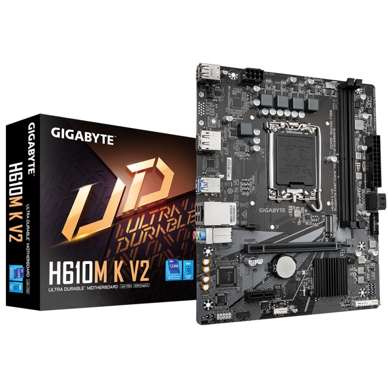 Placa de Baza GIGABYTE H610M K V2 LGA1700, 2x DDR5, 1x HDMI 1x DP, 1x PCIE 4.0 x16 1x PCIE 3.0 x1, 1x M.2, 2x SATA 6GB/s, mATX