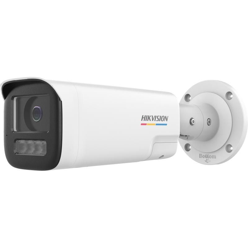 Camera de supraveghere IP Bullet 4MP ColorVu Hikvision DS-2CD1B47G2H- LIUF(4MM), lentila fixa 4mm, iluminare: Color: 0.0005 Lux @ (F1.0, AGC ON),B/W: 0 Lux with IR: 50m, microfon incorporat, slot card de memorie: microSD/microSDHC/microSDXC card pana la 512 GB, alarma la evenimente:Motion detection