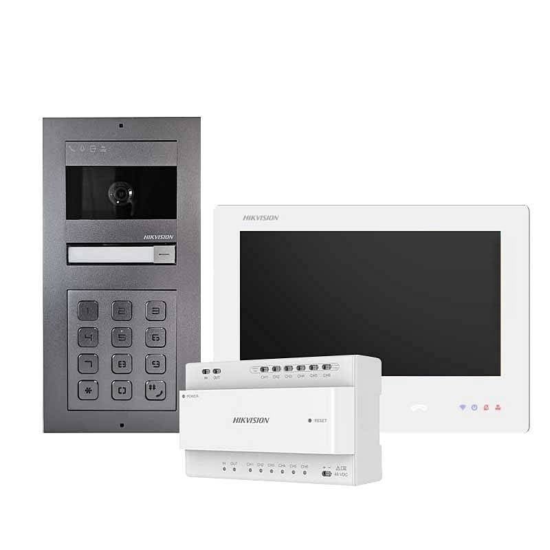 Hikvision DS-KIS704EY-ACW2/Kit video interfon HD cu 2 fire din aluminiu
