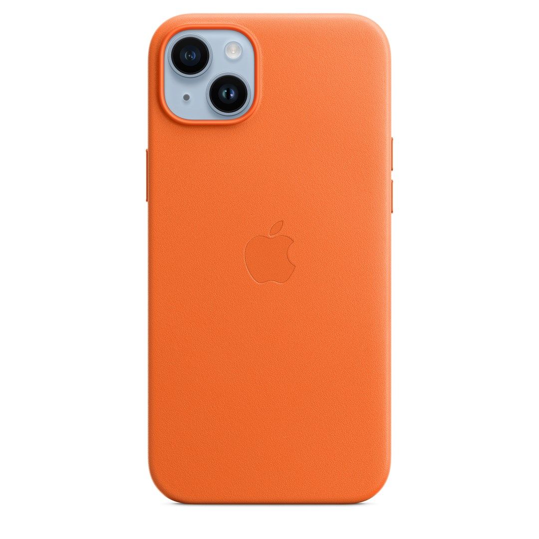 Leather Case Apple with MagSafe Orange for iPhone 14 Plus