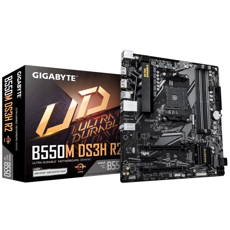 Motherboard Gigabyte B550M DS3H R2  AMD B550  AM4  4xDDR4  mATX