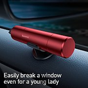 DISPOZITIV URGENTE auto Baseus, ciocan spart geamul + cutter centura, rosu  CRSFH-09  - 6953156210547